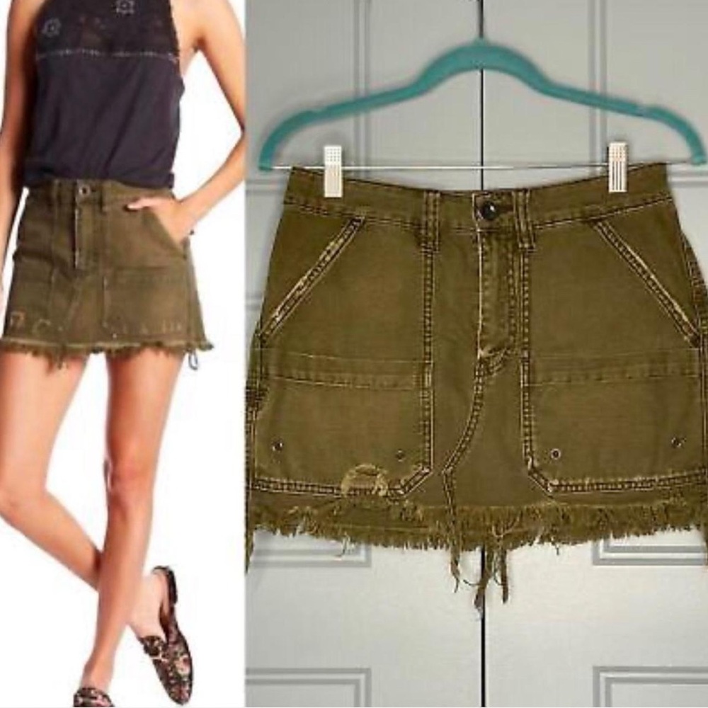 Olive Green Free People Mini Skirt